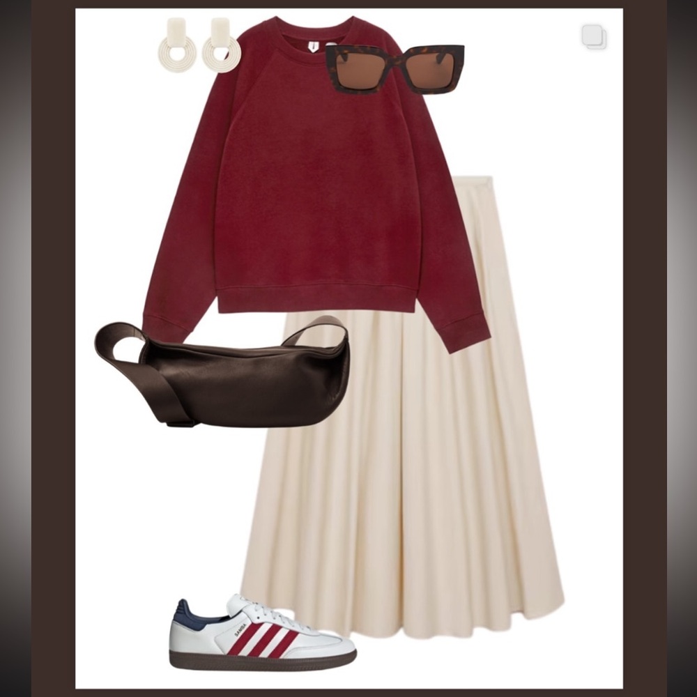 EVERLANE “Renew” Oxblood Burgundy Crew Neck Sherpa Sweater Top - Picture 4 of 10